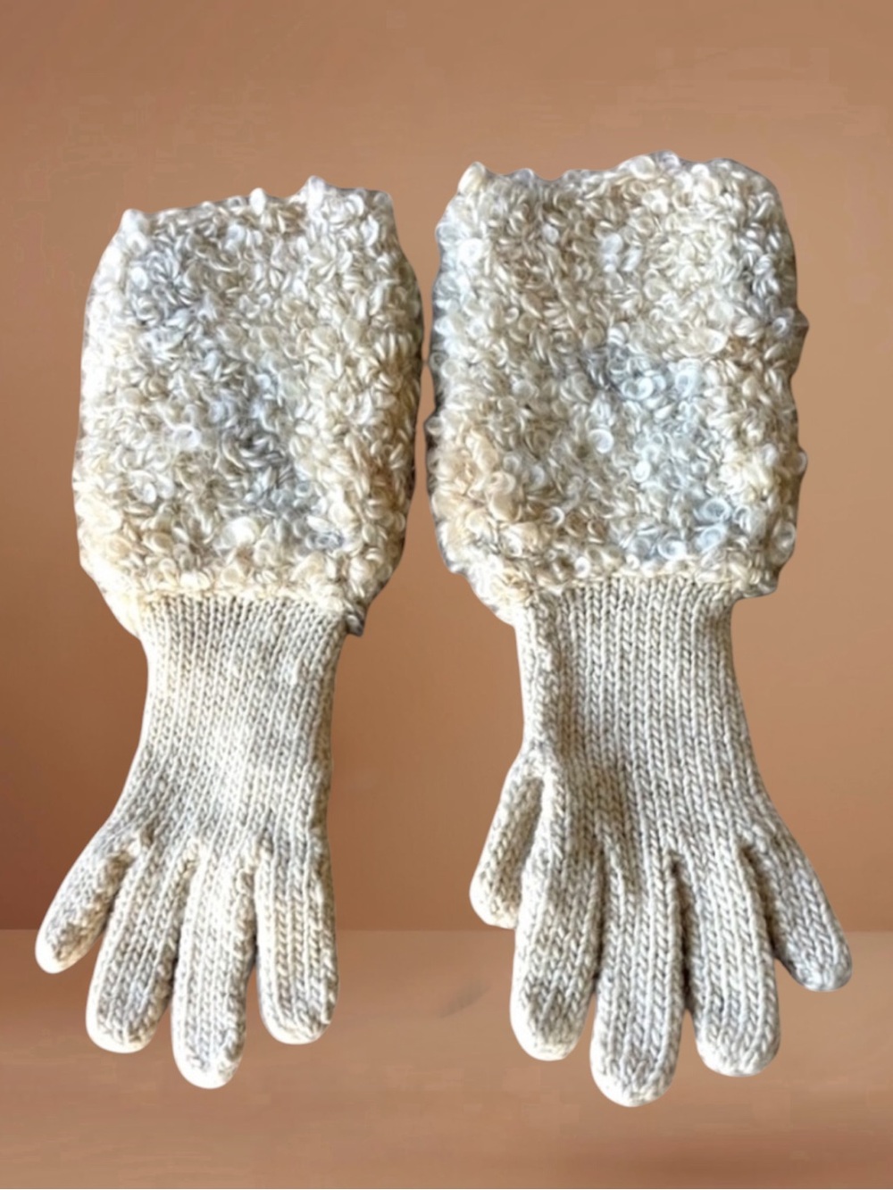 RARE! VINTAGE CURLY LAMB WOOL GLOVES